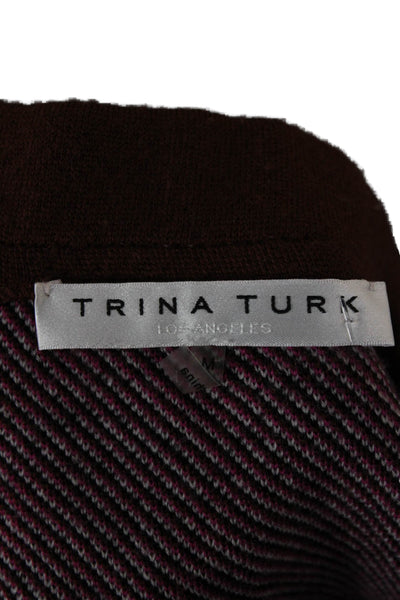 Trina Turk Womens Black Geometric Merino Wool Straight Pencil Midi Skirt Size M