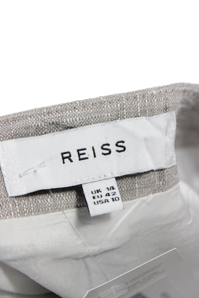 Reiss Women A-Line Linen Blend Short Beige Skirt Size 14