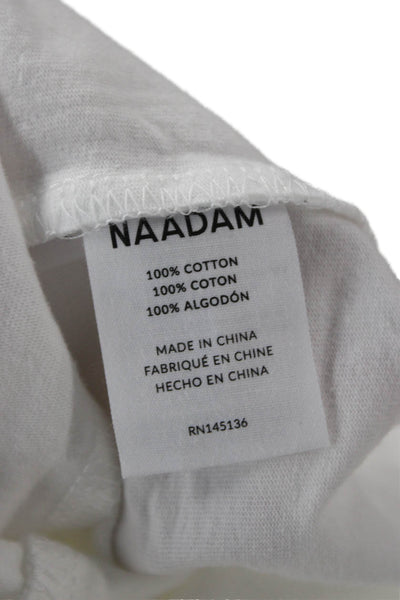 Naadam Mens Button-Down Polo Collared Long Sleeve Cotton White Solid Size L