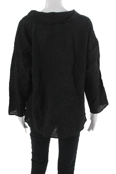 Sydney Women Tunic Blouse Black Mockneck 3/4 Sleeve Geometric Size L