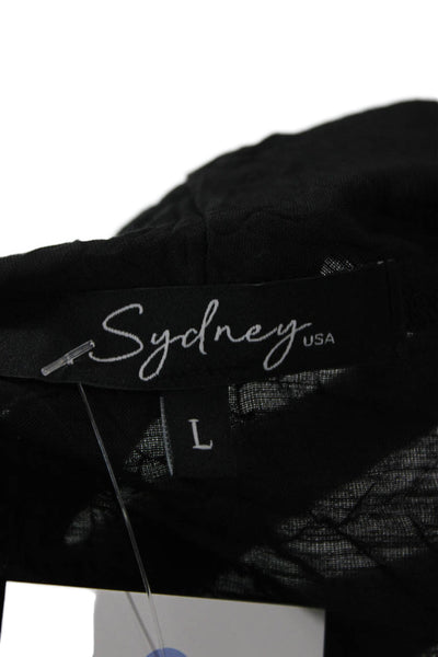 Sydney Women Tunic Blouse Black Mockneck 3/4 Sleeve Geometric Size L