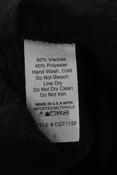 Sydney Women Tunic Blouse Black Mockneck 3/4 Sleeve Geometric Size L