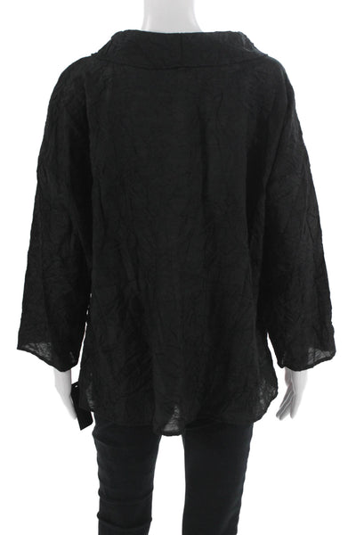 Sydney Women Black Viscose Polyester Mock Neck Tunic Blouse 3/4 Sleeve Size XL