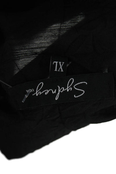 Sydney Women Black Viscose Polyester Mock Neck Tunic Blouse 3/4 Sleeve Size XL