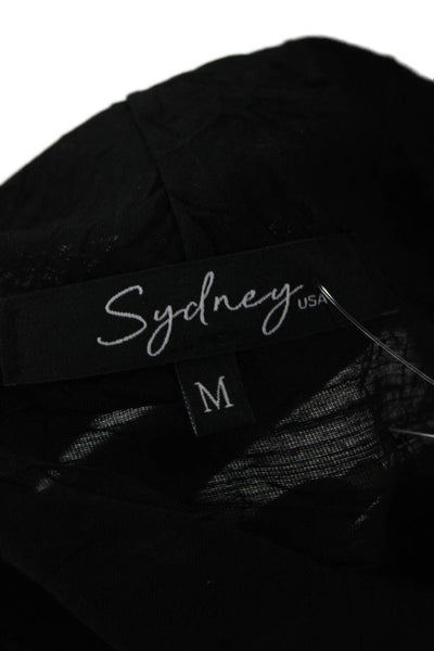 Sydney Women Tunic Blouse Black 3/4 Sleeve Mock Neck Geometric Size M