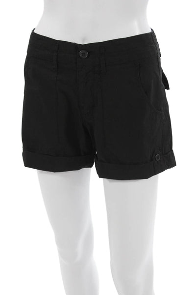 Astrid Unisex Cargo Shorts Black Cotton Elastane Button Army Size XS