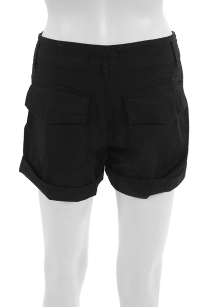 Astrid Unisex Cargo Shorts Black Cotton Elastane Button Army Size XS