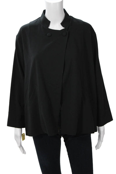 Bitte Kai Rand Womens Designer Black Mock Neck Button Cape Long Sleeve Size S