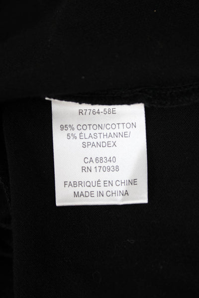 Renuar Womens Basic Collared Black Polo Top Short Sleeve Cotton Spandex Size L