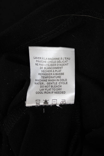 Renuar Womens Basic Collared Black Polo Top Short Sleeve Cotton Spandex Size L