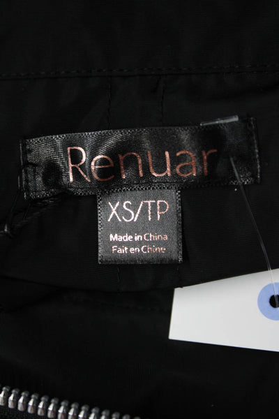 Renuar Womens Windbreaker Black High Neck Zip Army Long Sleeve Size XS
