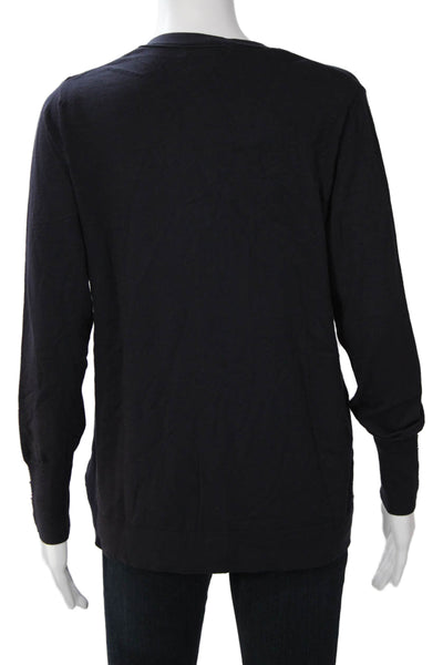 Renuar Womens Cardigan Black V-Neck Button Long Sleeve Size S