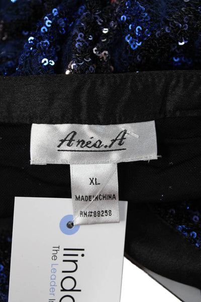 Aris A Women Black Geometric 80s Polyester Round Neck 3/4 Sleeve Jacket Size XL