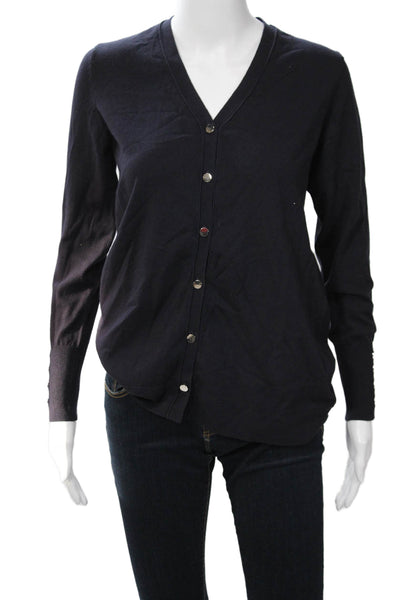 Renuar Women Cardigan Dark Blue V-Neck Button Long Sleeve Size XS