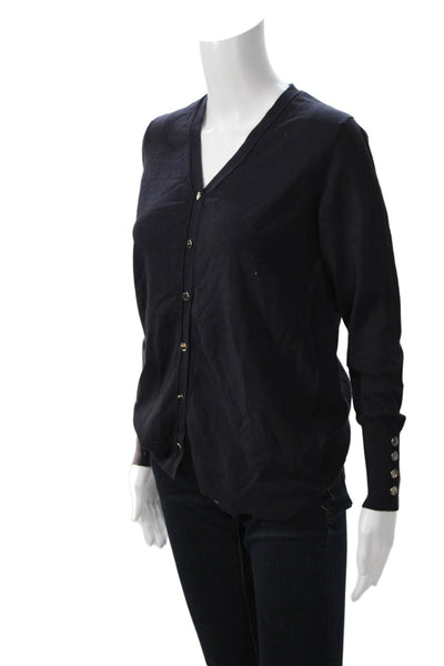 Renuar Women Cardigan Dark Blue V-Neck Button Long Sleeve Size XS