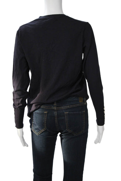 Renuar Women Cardigan Dark Blue V-Neck Button Long Sleeve Size XS