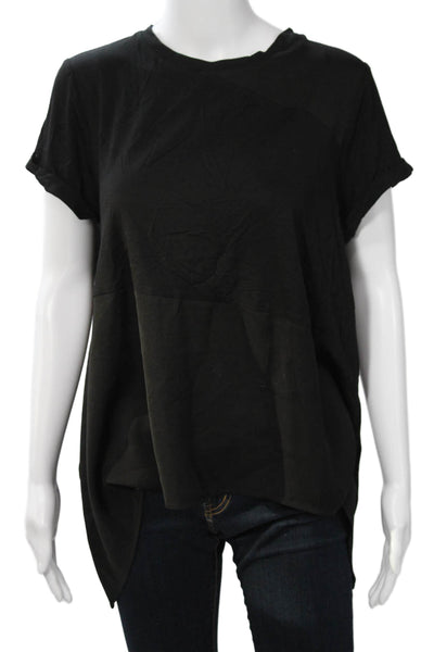 Renuar Women Basic Tunic T-Shirt Black Crew Neck Short Sleeve Polyester Size M