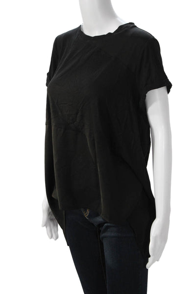 Renuar Women Basic Tunic T-Shirt Black Crew Neck Short Sleeve Polyester Size M