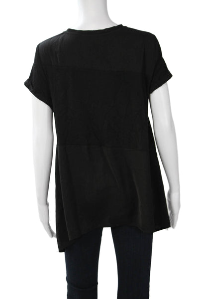 Renuar Women Basic Tunic T-Shirt Black Crew Neck Short Sleeve Polyester Size M