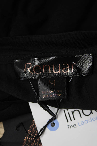 Renuar Women Basic Tunic T-Shirt Black Crew Neck Short Sleeve Polyester Size M