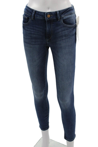 DL1961 Womens Ankle Skinny Jeans Dark Blue Mid Rise Button Size 24