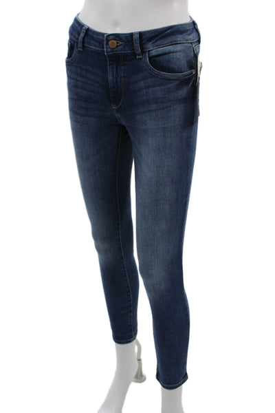 DL1961 Womens Ankle Skinny Jeans Dark Blue Mid Rise Button Size 24