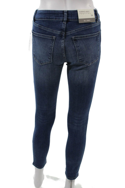 DL1961 Womens Ankle Skinny Jeans Dark Blue Mid Rise Button Size 24