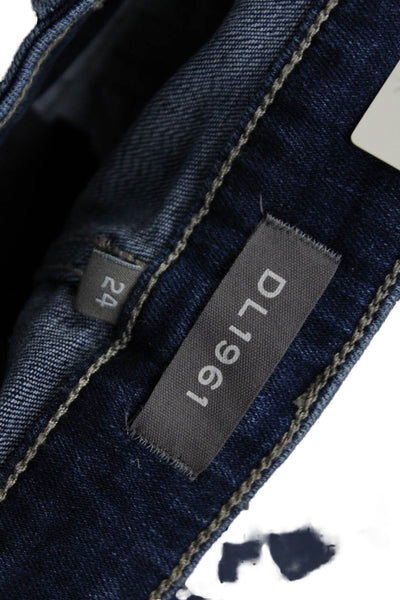 DL1961 Womens Ankle Skinny Jeans Dark Blue Mid Rise Button Size 24