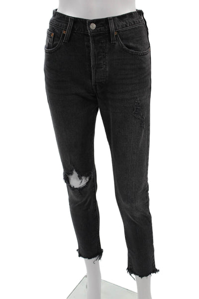 Levis Unisex Ankle Cropped Dark Gray Mid Rise Jeans Size 24
