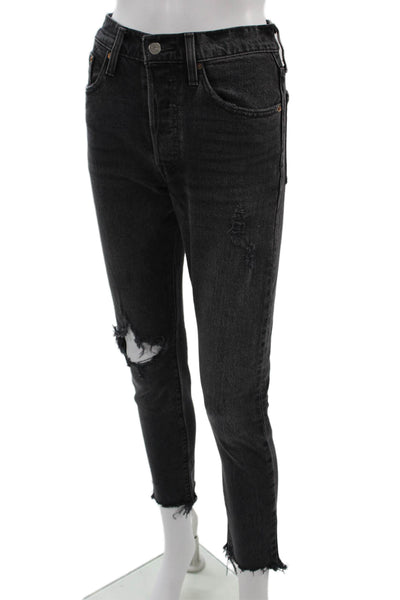 Levis Unisex Ankle Cropped Dark Gray Mid Rise Jeans Size 24