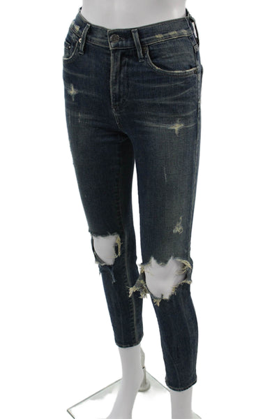 Citizens of Humanity Women Skinny Ankle Jeans Dark Blue Mid Rise Size 24