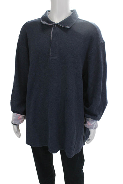 Tommy Bahama Mens Long Sleeves Rugby Sweater Blue Size Extra Extra Extra Large