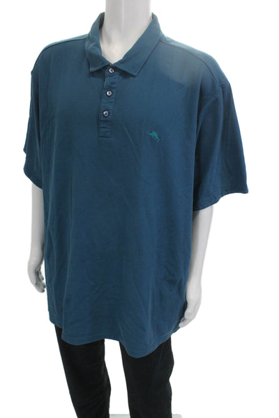 Tommy Bahama Mens Short Sleeves Rugby Shirt Blue Size Extra Extra Extra Large