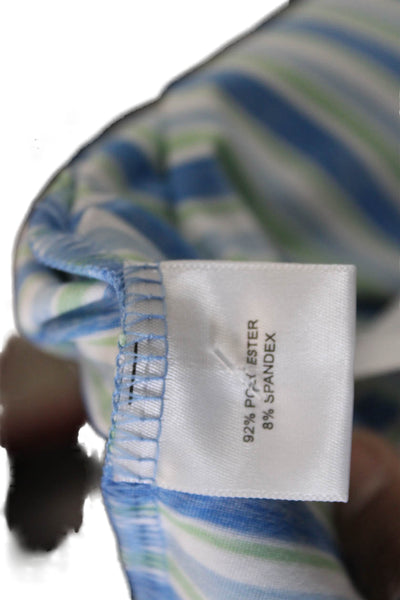 Peter Millar Mens Striped Short Sleeves Rugby Shirt Blue Green Size 3X
