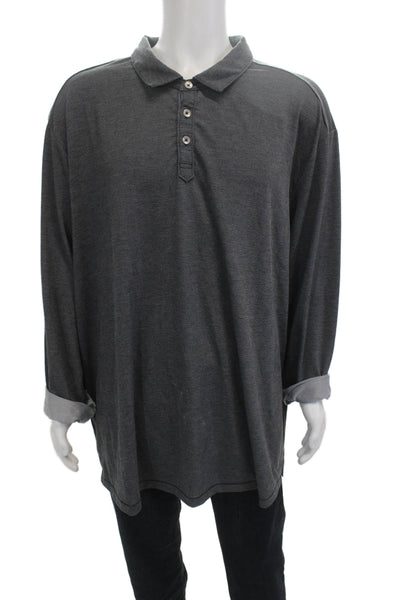 Tommy Bahama Mens Long Sleeves Polo Shirt Black Size Extra Extra Extra Large