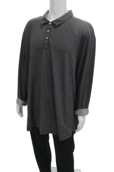 Tommy Bahama Mens Long Sleeves Polo Shirt Black Size Extra Extra Extra Large