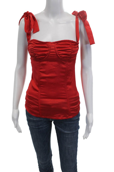 Lioness Women Red Camisole Square Neck Tie Back Polyester Size 4