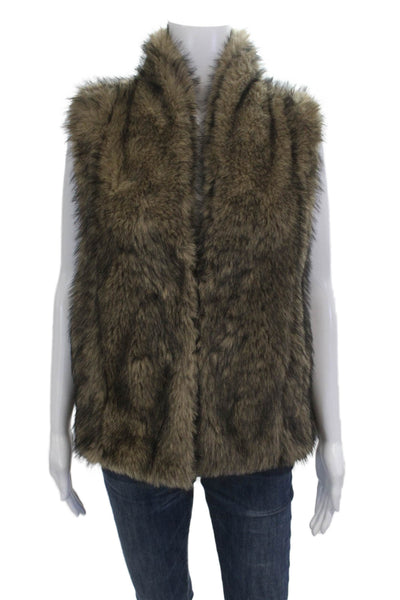 Adroit Atelier Womens Brown High Neck Sleeveless Animal Print Vest Size XS