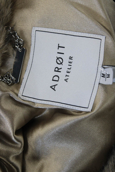 Adroit Atelier Womens Brown High Neck Sleeveless Animal Print Vest Size XS