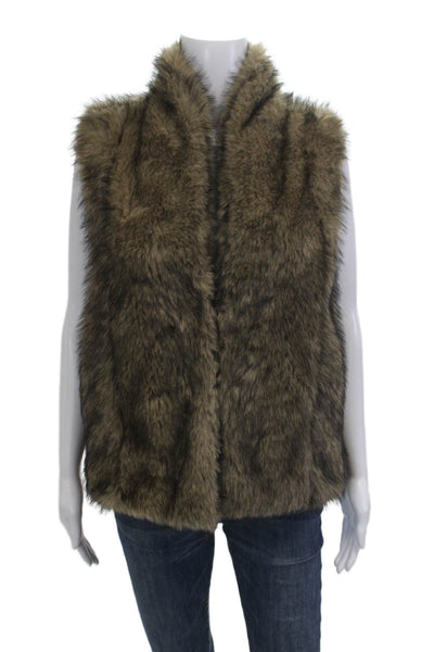 Adroit Atelier Women Brown Sleeveless High-Neck Polyester Vest Hook&Eye Size M