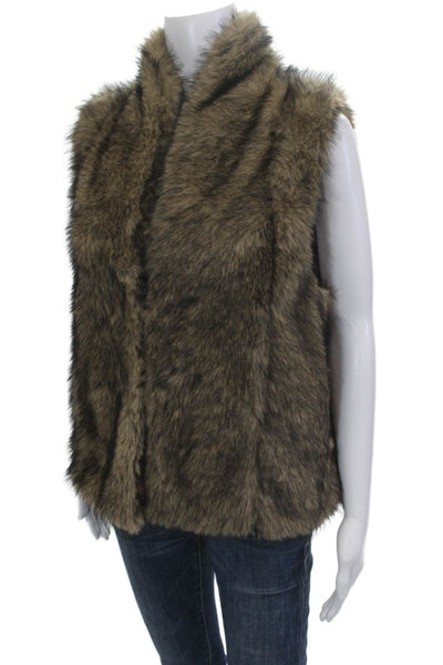 Adroit Atelier Women Brown Sleeveless High-Neck Polyester Vest Hook&Eye Size M