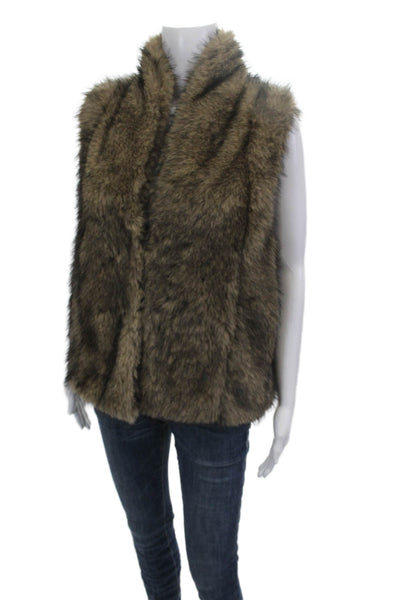 Adroit Atelier Women Brown Animal Print High Neck Sleeveless Vest Size S
