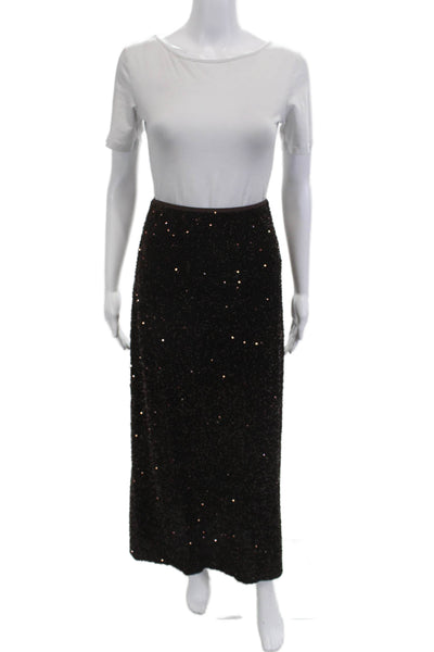 Jessie Liu Womens Maxi Straight Pencil Skirt Black 100% Polyester Size L