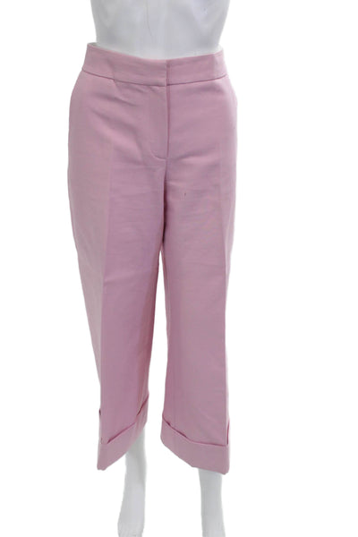 Khaite Women Ankle Cropped Dress Pants Pink Cotton Hook and Eye Size 6