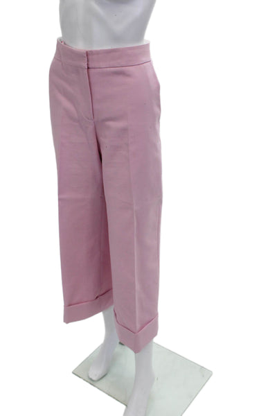 Khaite Women Ankle Cropped Dress Pants Pink Cotton Hook and Eye Size 6
