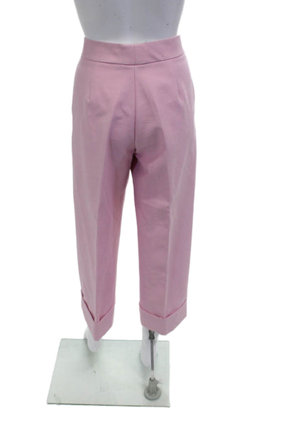 Khaite Women Ankle Cropped Dress Pants Pink Cotton Hook and Eye Size 6