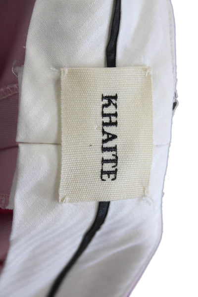 Khaite Women Ankle Cropped Dress Pants Pink Cotton Hook and Eye Size 6