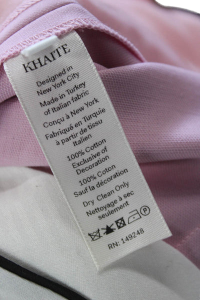 Khaite Women Ankle Cropped Dress Pants Pink Cotton Hook and Eye Size 6