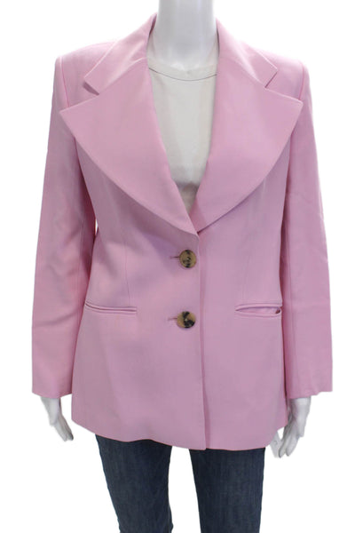 Khaite Women Quilted Blazer Pink Button Viscose Size 6