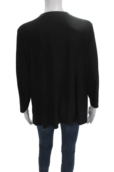 Jean-Pierre Klifa Womens Basic Black V-Neck 3/4 Sleeve Blouse Size XL